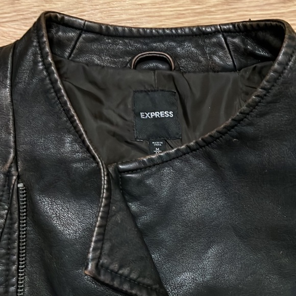 Dark Brown/Black Womens Leather Jacket | Great Condition, Medium, EXPRESS - Picture 4 of 9